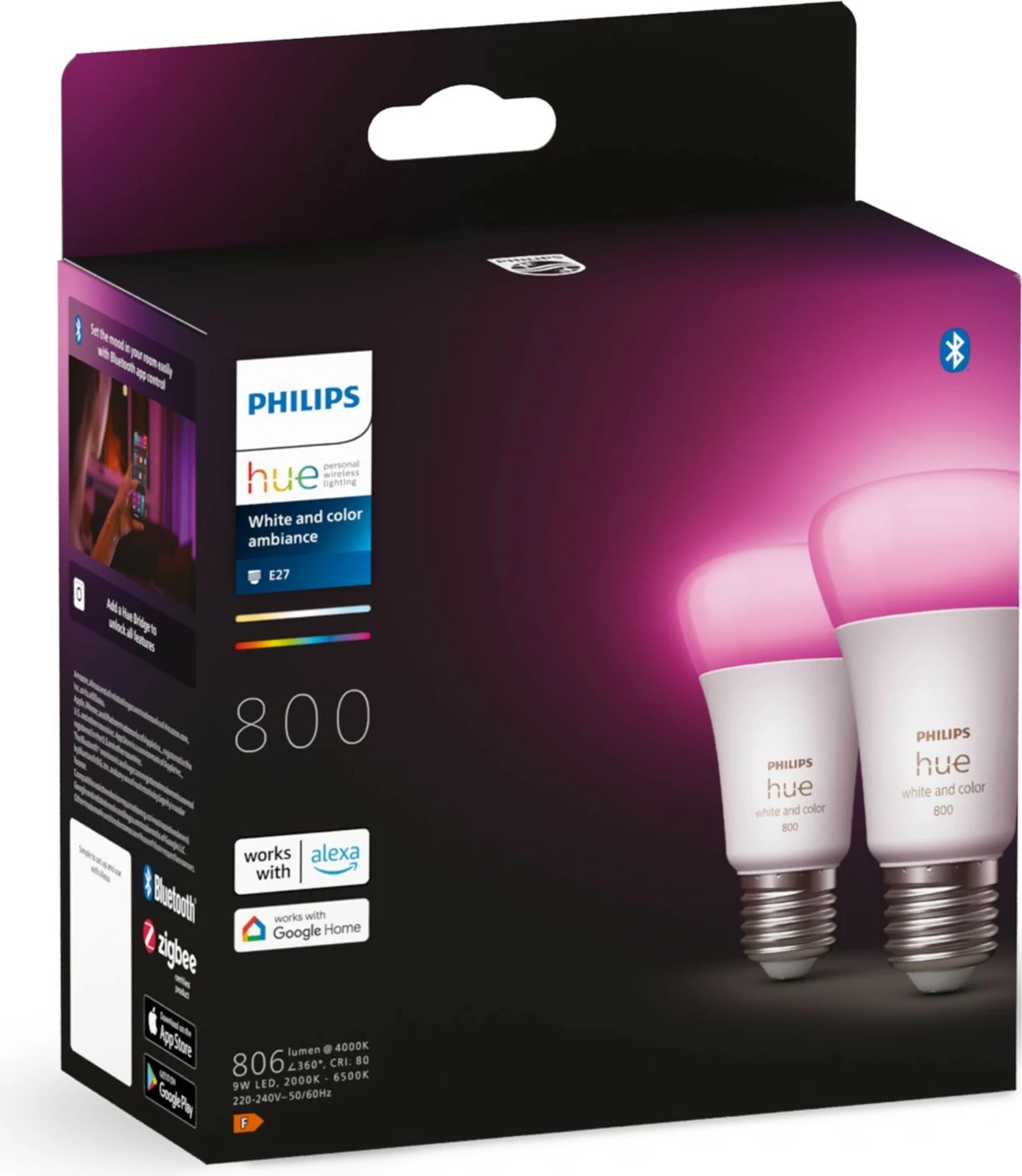 Llambë smart Philips Hue White and colour ambience A60 E27, 800, LED, Bardhë