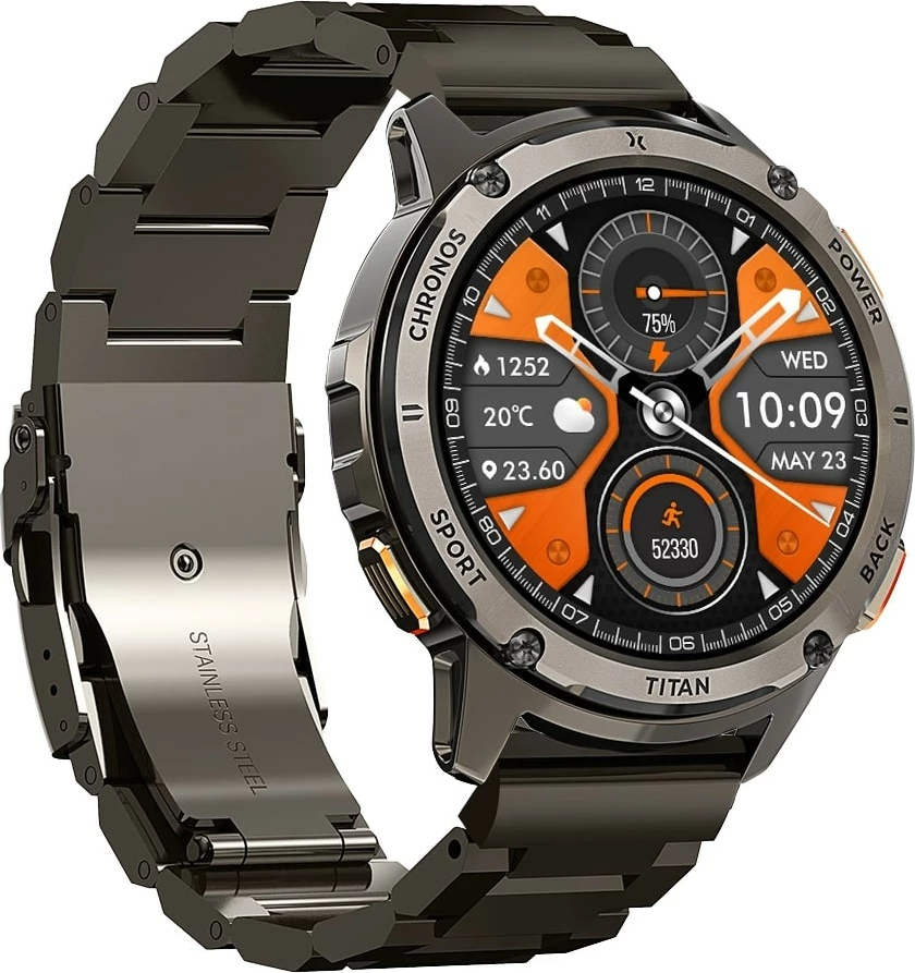 Smartwatch Maxcom FW110 Titan Chronos, 1.43'' AMOLED, 256 MB, 450 mAh, E zezë, set me 2 rripa