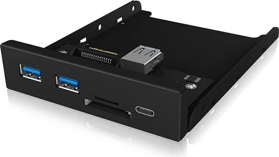 USB hub ICY BOX IB-HUB1417-i3, 2x USB-A, 1x USB-C, lexues kartelash SD/MicroSD, e zezë