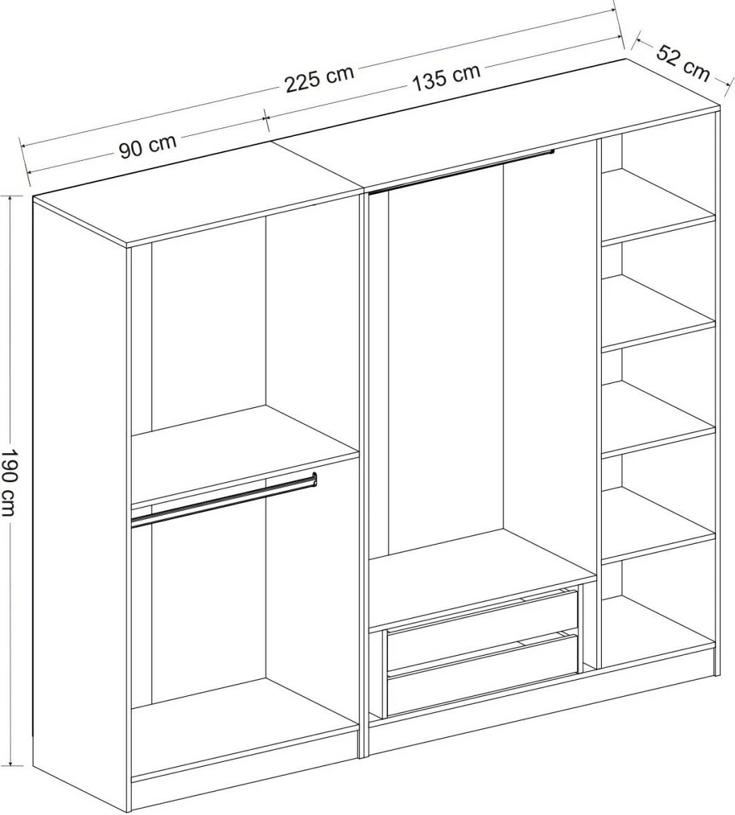 Dollap për dhomë gjumi, ngjyrë arre, Skye Decor, 3870