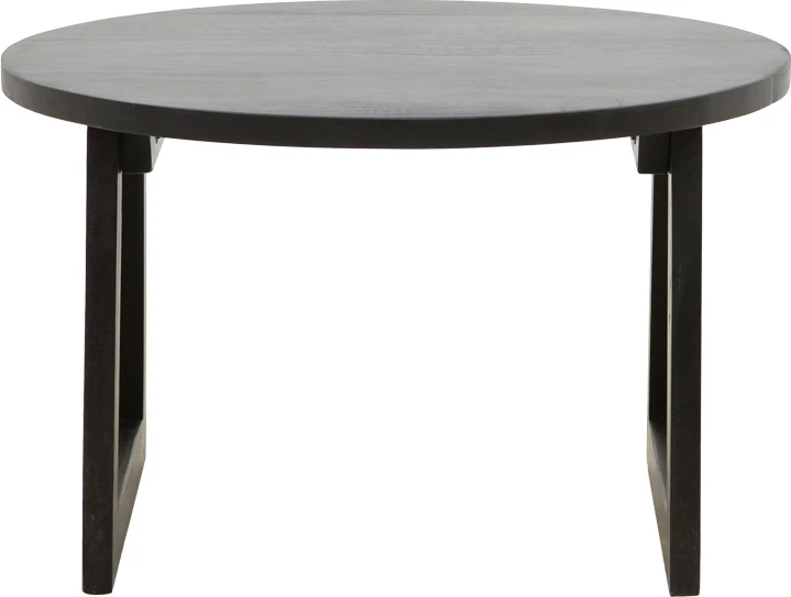 Tavolinë Tamarind, dru mango, ratan natyral, ngjyrë e zezë, Φ65x40cm