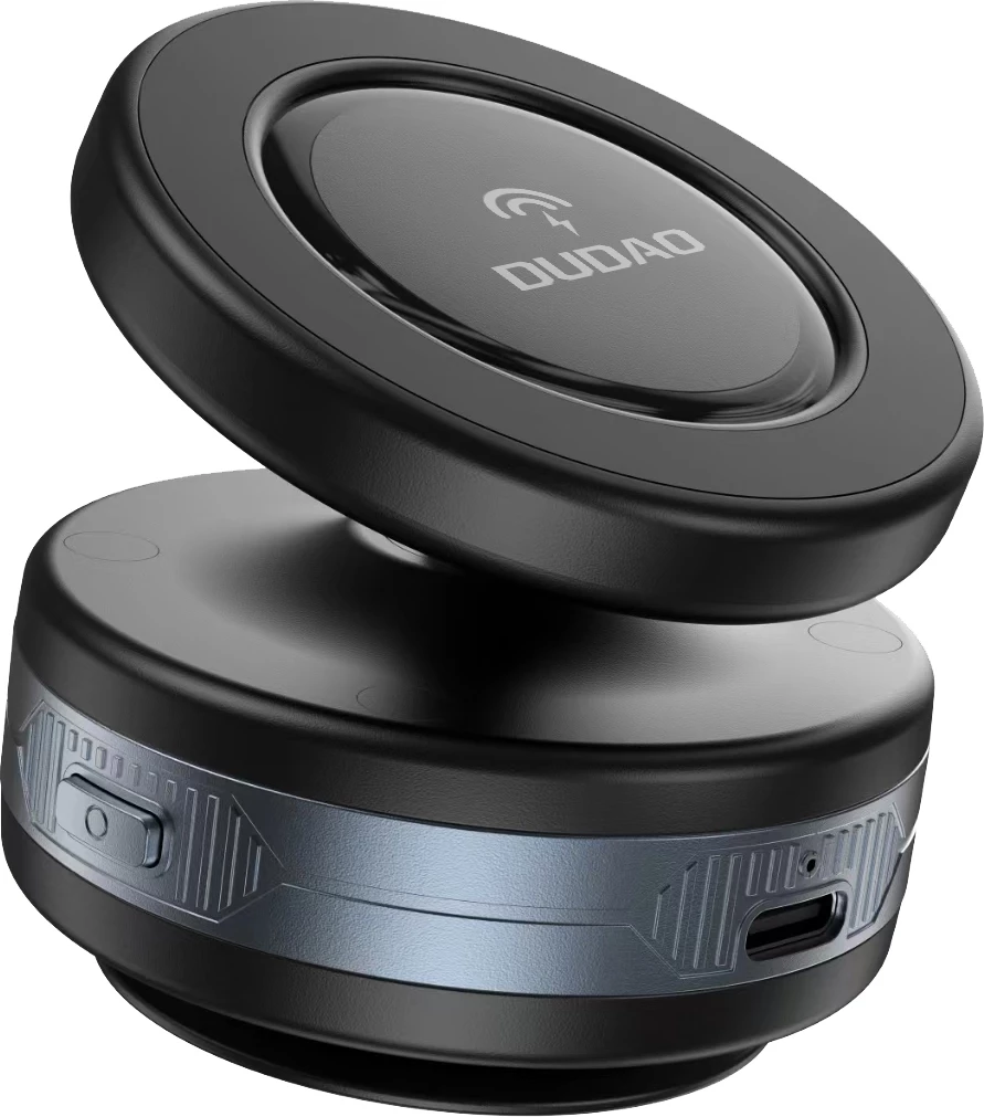 Mbajtës makine me karikues wireless 15W, Dudao F24MAX, MagSafe, kupë thithëse automatike, USB-C, i zi