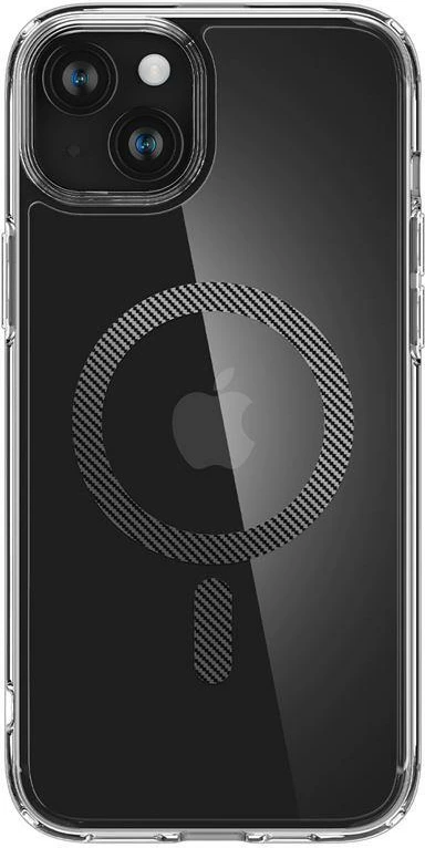 Mbështjellës Spigen Ultra Hybrid MagSafe për iPhone 15 Plus, Transparent/Gri (carbon)