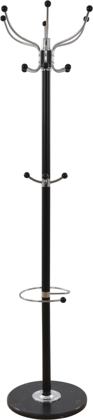 Stendë për kapela dhe pallto metalike JUDE FH0040.01 rrotulluese e zezë me bazë mermeri të zezë Φ37x170H cm