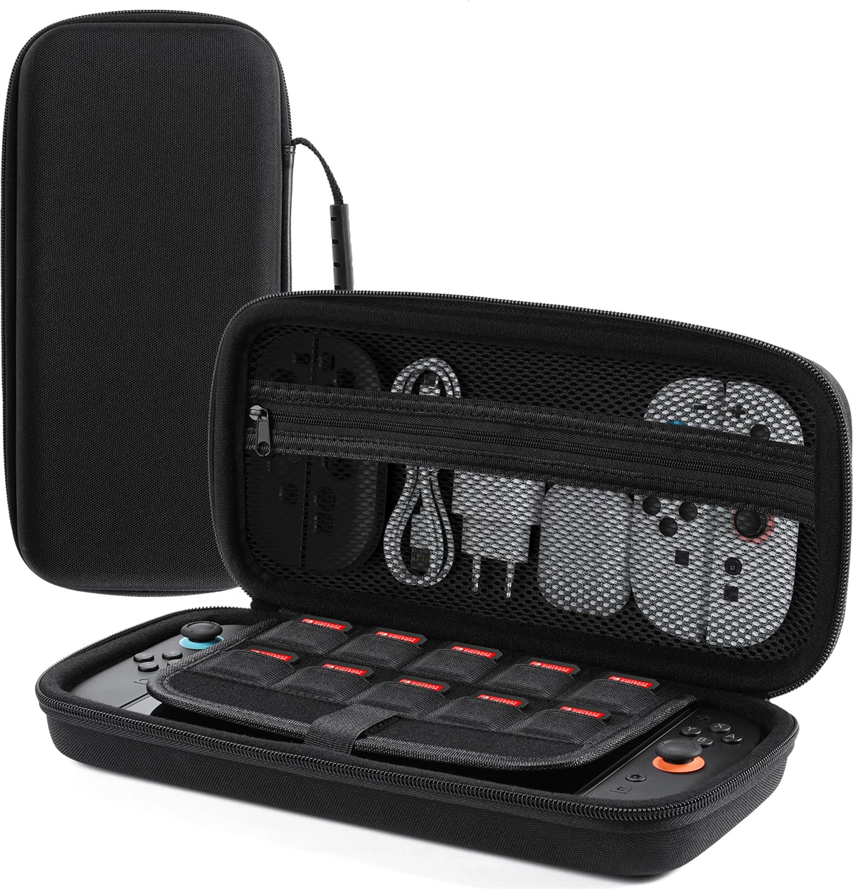 Mbështjellës Dux Ducis për Nintendo Switch 2, me dorezë dhe ndarje për lojëra, zi