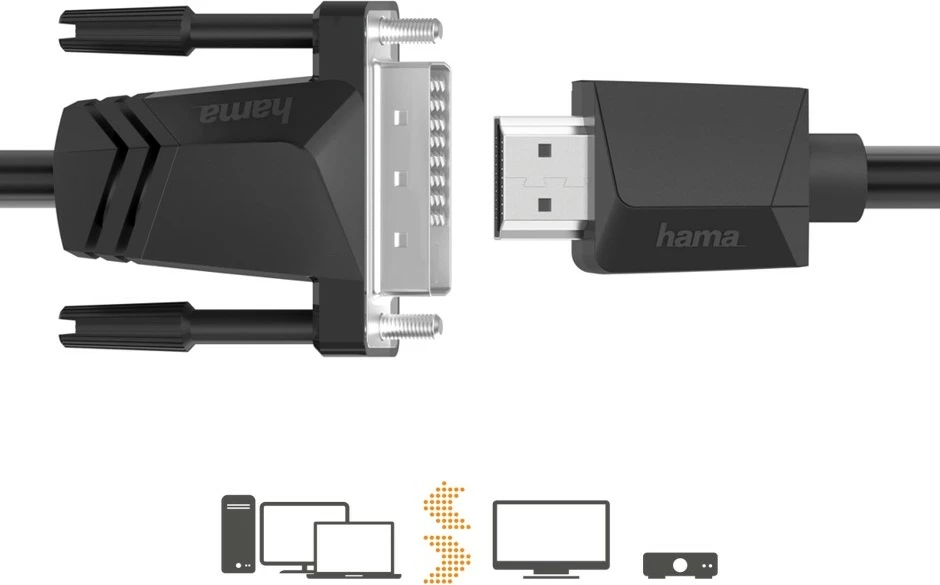 Kabllo video Hama HDMI në DVI-D, 1.5m, E zezë