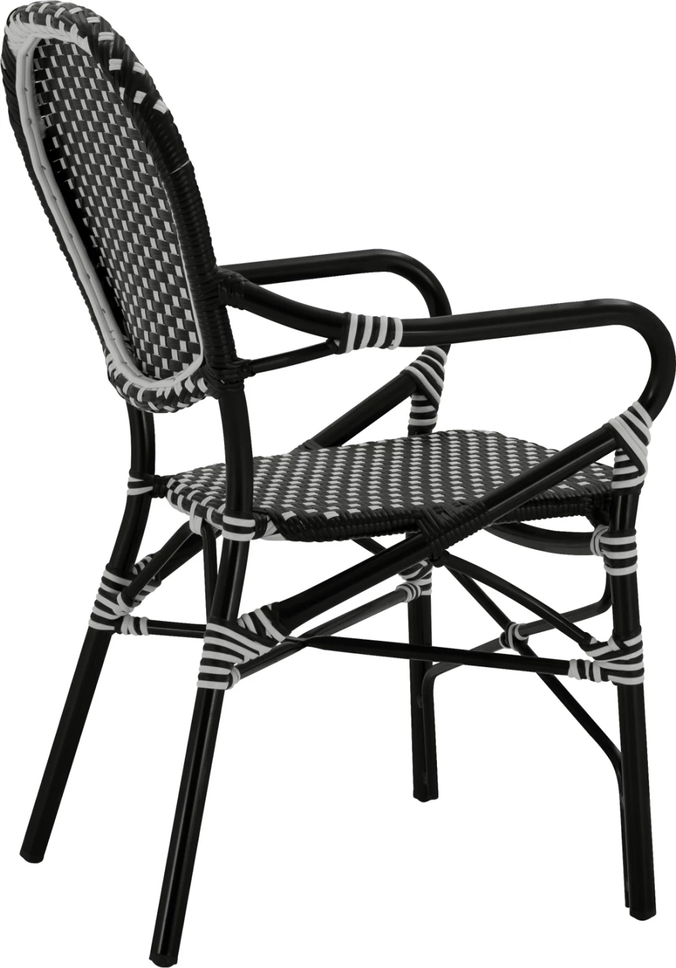 Karrige alumini me pamje bambuje, me thurje të zezë dhe të bardhë, FH5793.02, 56x63x96 cm