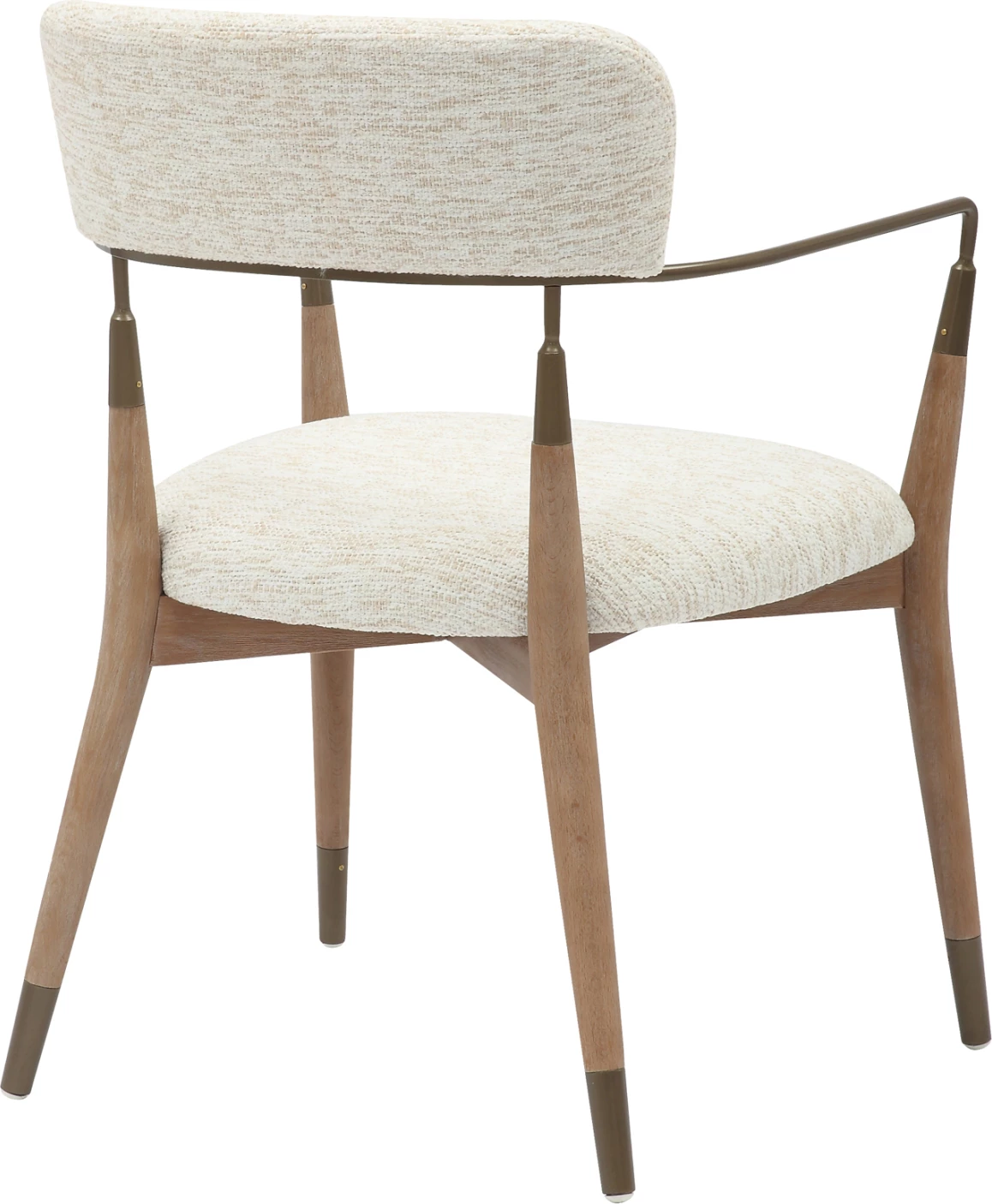 Karrige për ngrënie ROY FH9978.01, këmbë druri ahu, krahë metali, pëlhurë ngjyrë ecru, 51x48x77,5H cm, set prej 2 copash