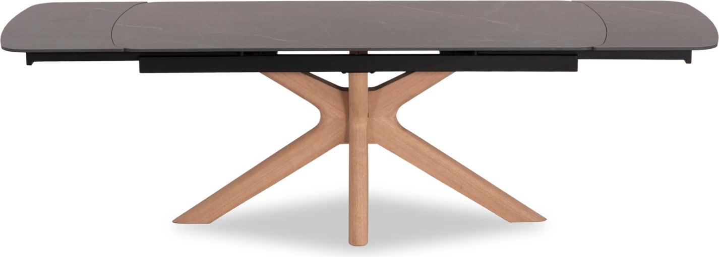 Tavolinë ngrënieje HORIZON, sipërfaqe qeramike, këmbë betule me faner frashëri, 180x90x76cm