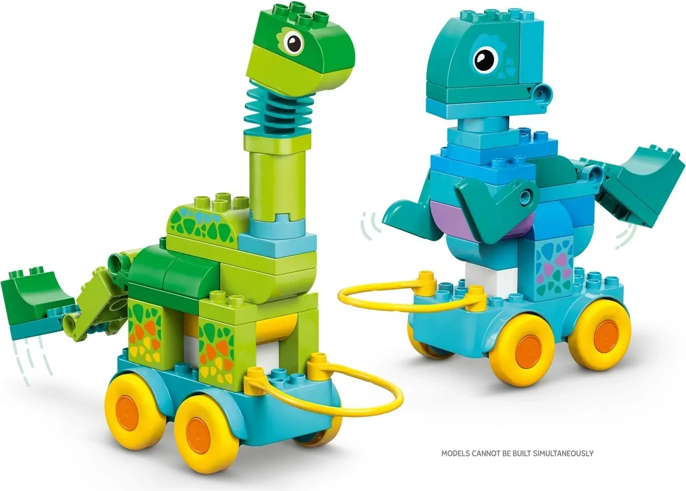 Set lodrash LEGO DUPLO 3-në-1 Dinosaurs on Wheels, 108 pjesë, për fëmijë 3+ vjeç
