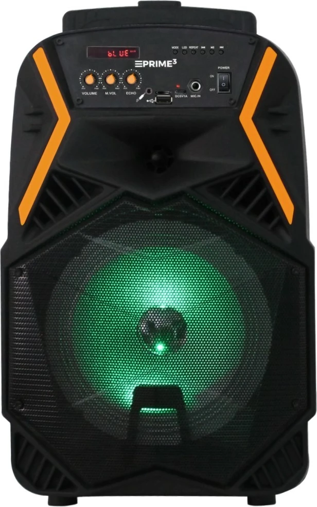 Boks portativ PRIME3 APS22 BLAZE me Bluetooth, karaoke, mikrofon pa tela, LED, zi/portokalli
