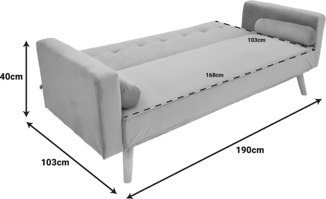 Divan-krevat Success 3-ulës, material kadife, ngjyrë antracit, 190x80x84cm