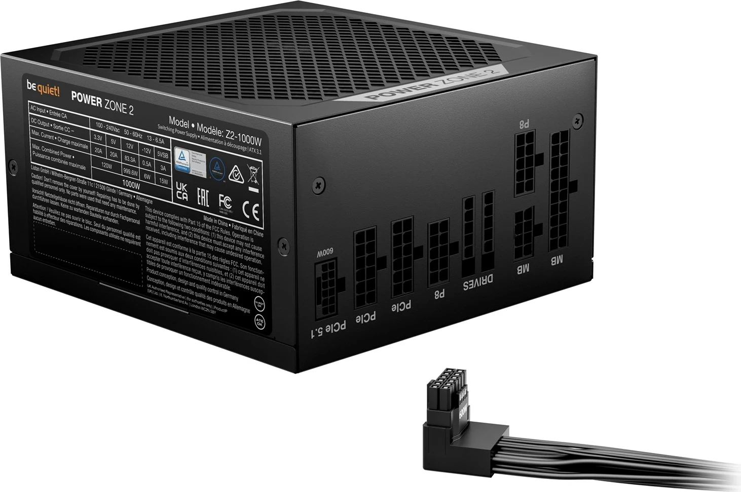 Njësi furnizimi me energji BE QUIET! POWER ZONE 2, 1000W, ATX, E zezë