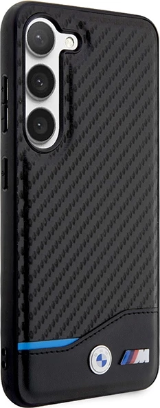 Mbështjellës BMW Leather Carbon për Samsung Galaxy S23+, i zi