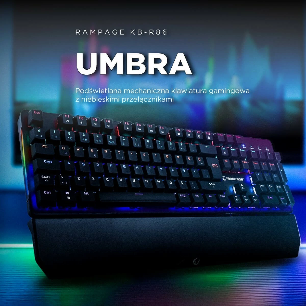 Tastierë mekanike Rampage KB-R86 UMBRA Blue Switch, e zezë