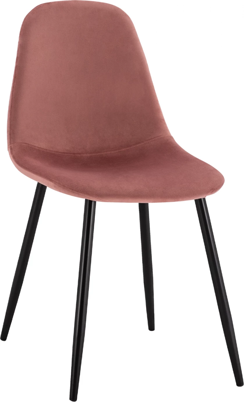 Karrige për ngrënie Leonardo, kadife ngjyrë molle të kalbur, këmbë metalike, FH00100.02, 45x53x85 cm., set prej 4 copë