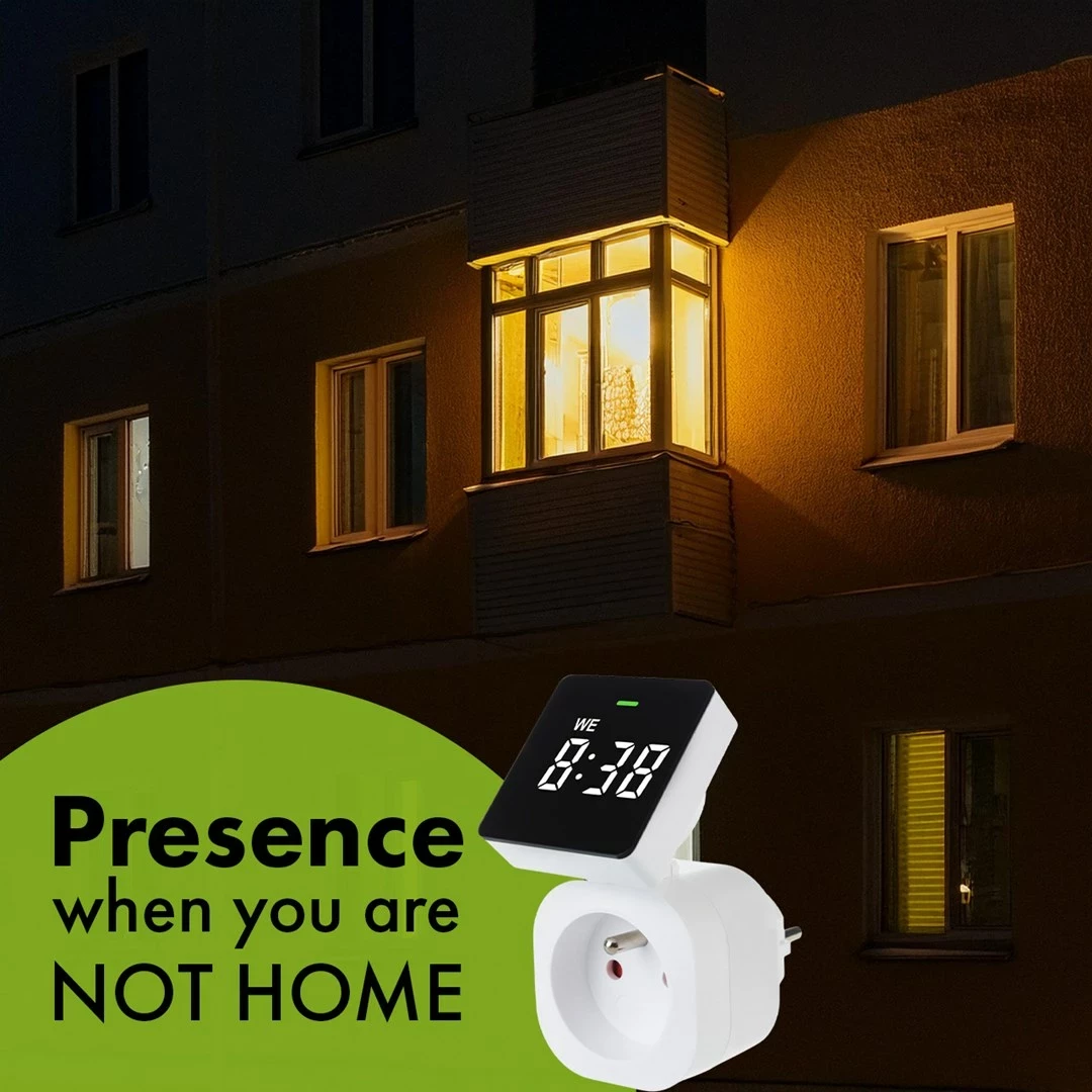 Ndërrues kohe digjital GreenBlue GB610 E, 16A, IP20, Bardhë