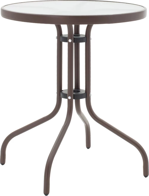 Tavolinë me karrige, ngjyrë kafe, metal dhe xham, Φ60x70cm