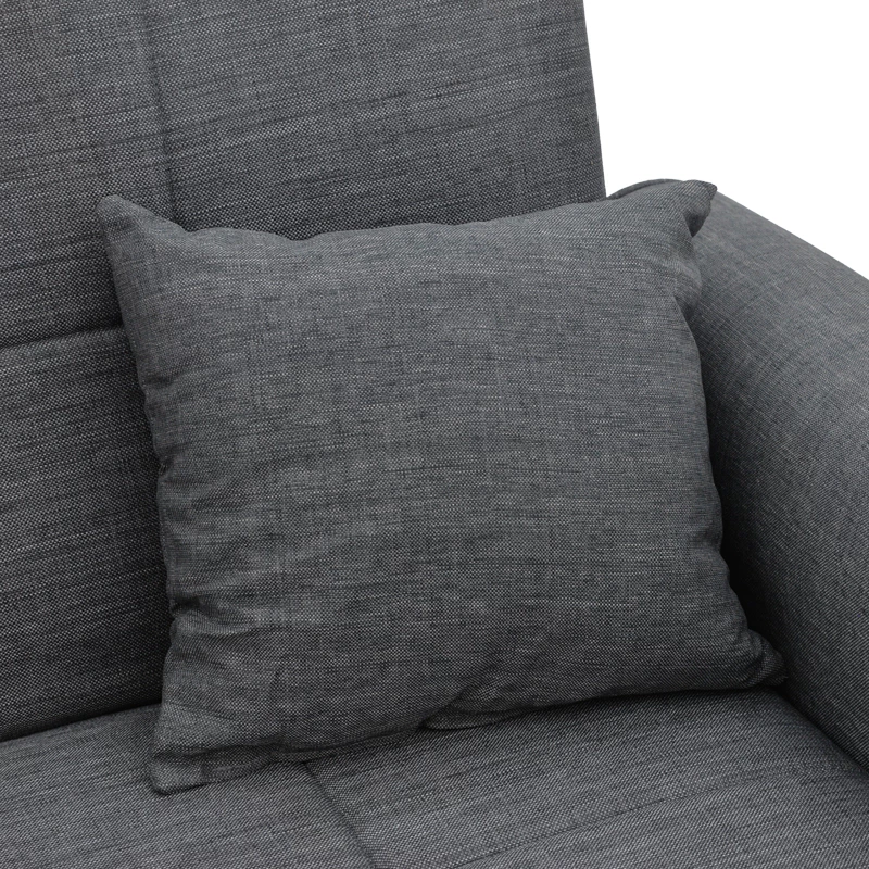 Divan-krevat me depo Lincoln dy ulëse, pëlhurë ngjyrë qymyr, 165x85x90cm