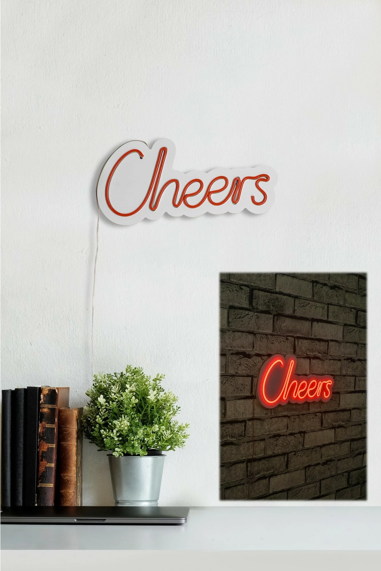 Dekor dritash LED plastike, Cheers, ngjyrë e kuqe