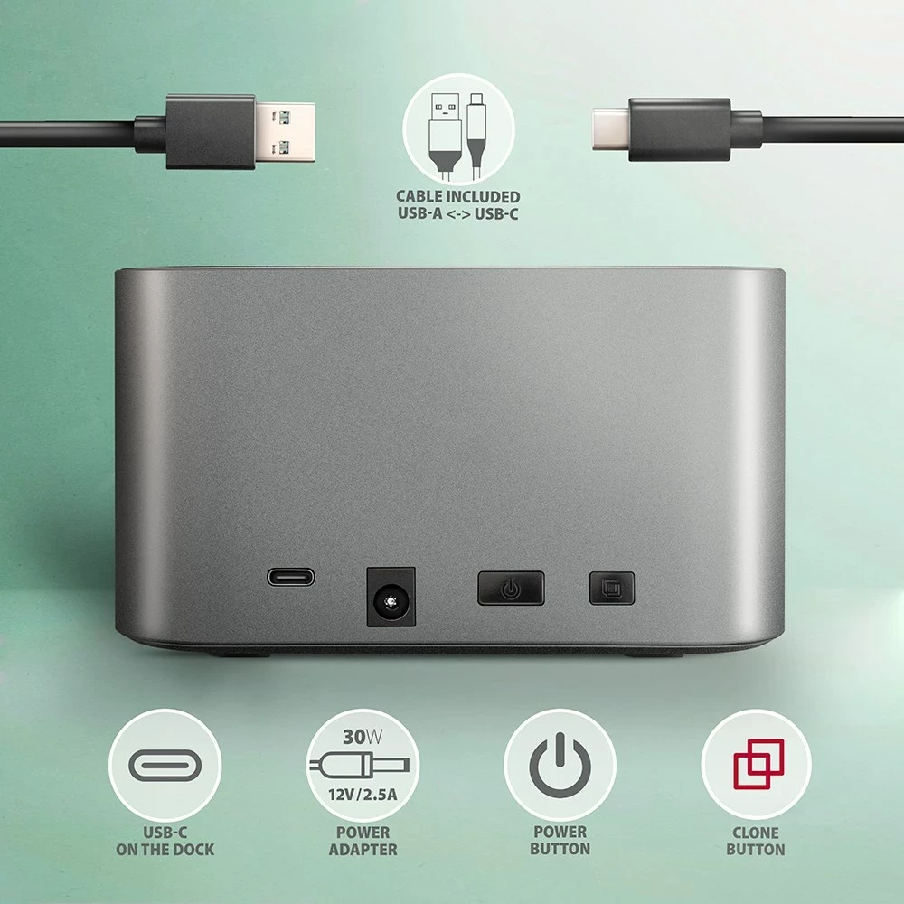 Stacion dokimi Axagon ADSA-DC, USB3.2 Gen1, 2x SATA 6G, hiri