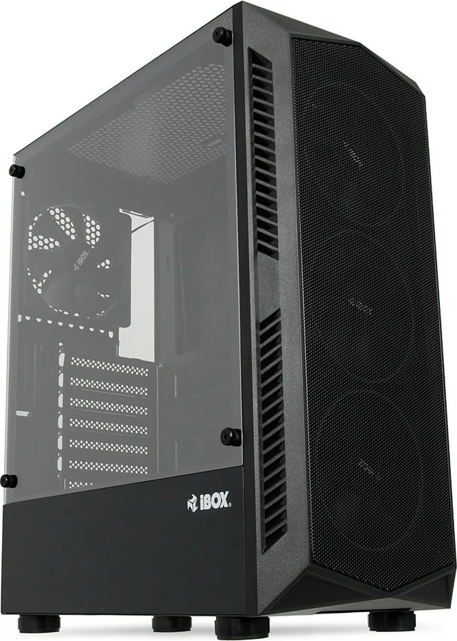 Kasë iBOX Lupus 27 OLU27, Midi Tower, ATX/UATX, 4 ventilatorë RGB, xham i temperuar, e zezë