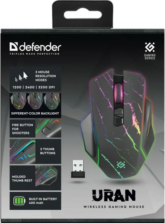 Maus wireless Defender URAN GM-503, 3200 DPI, 7 butona, i zi, me ndriçim