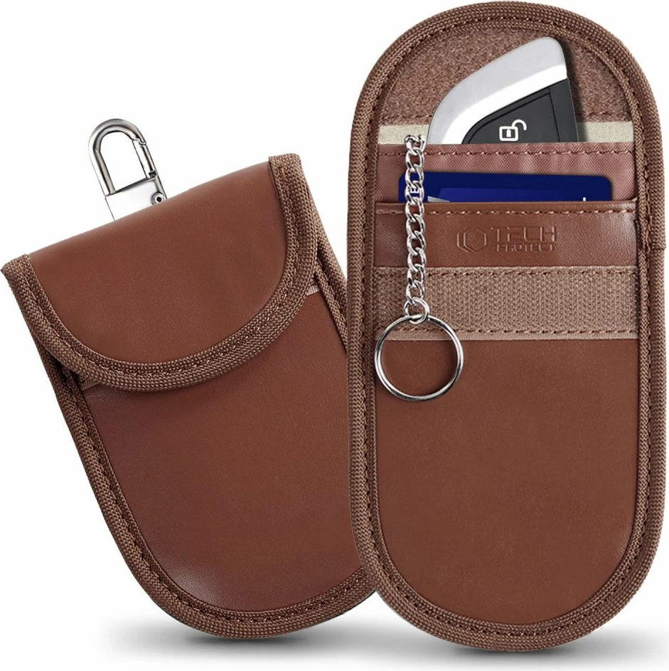 Mbështjellës për çelësa makine Tech-Protect KLR100, RFID, Kafe