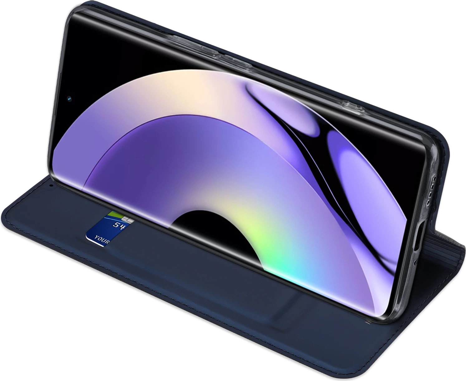 Mbështjellës Dux Ducis Skin Pro për Realme 10 Pro, me kapak, xhep kartelash dhe funksion standi, Blu