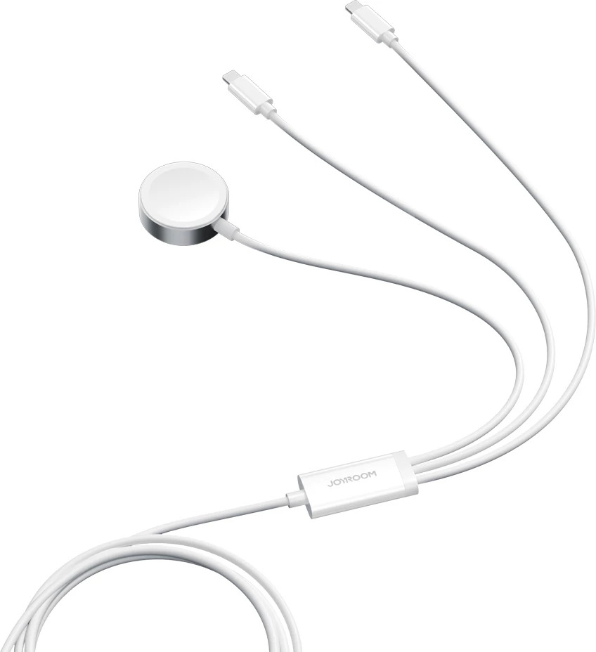Kabllo karikimi 3-në-1 Joyroom S-IW007, USB-A, magnetik, Lightning, 1.2m, e bardhë