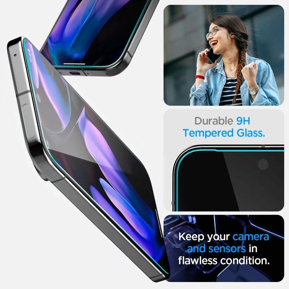 Xham i temperuar Spigen Glas.tR EZ Fit për Google Pixel 9 / 9 Pro, 2 copë