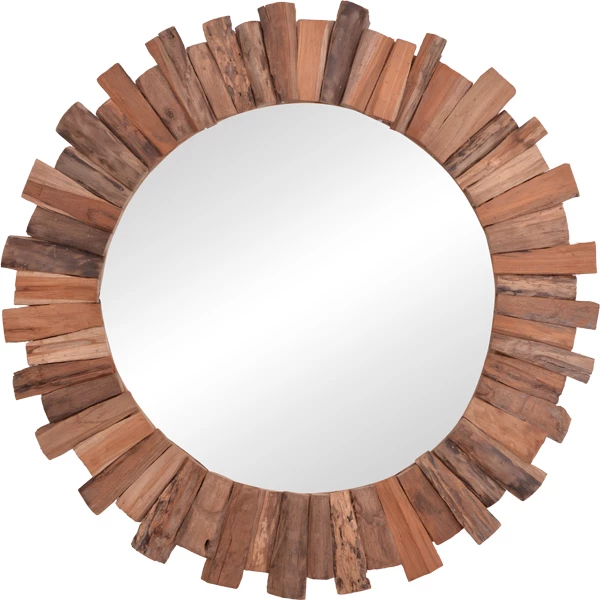 Pasqyrë e rrumbullakët, dru teak, ngjyrë natyrale, D80x4cm