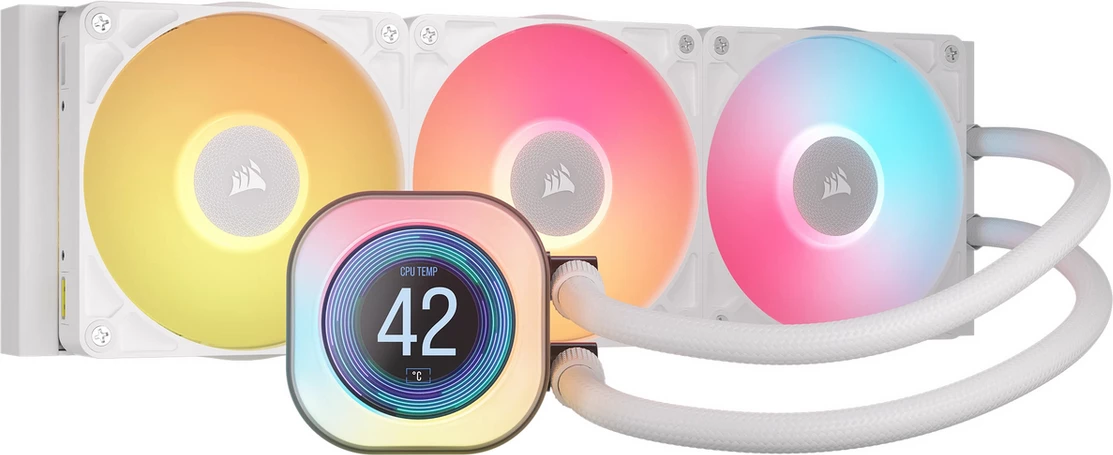 Ujë-ftohës CPU, Corsair, iCUE LINK TITAN 360 RX LCD RGB, 360mm, 3x120mm, iCUE, i bardhë