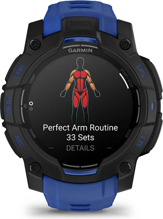 Smartwatch Garmin Instinct® 3, AMOLED, Black/Bolt Blue-Black strap, 45 mm