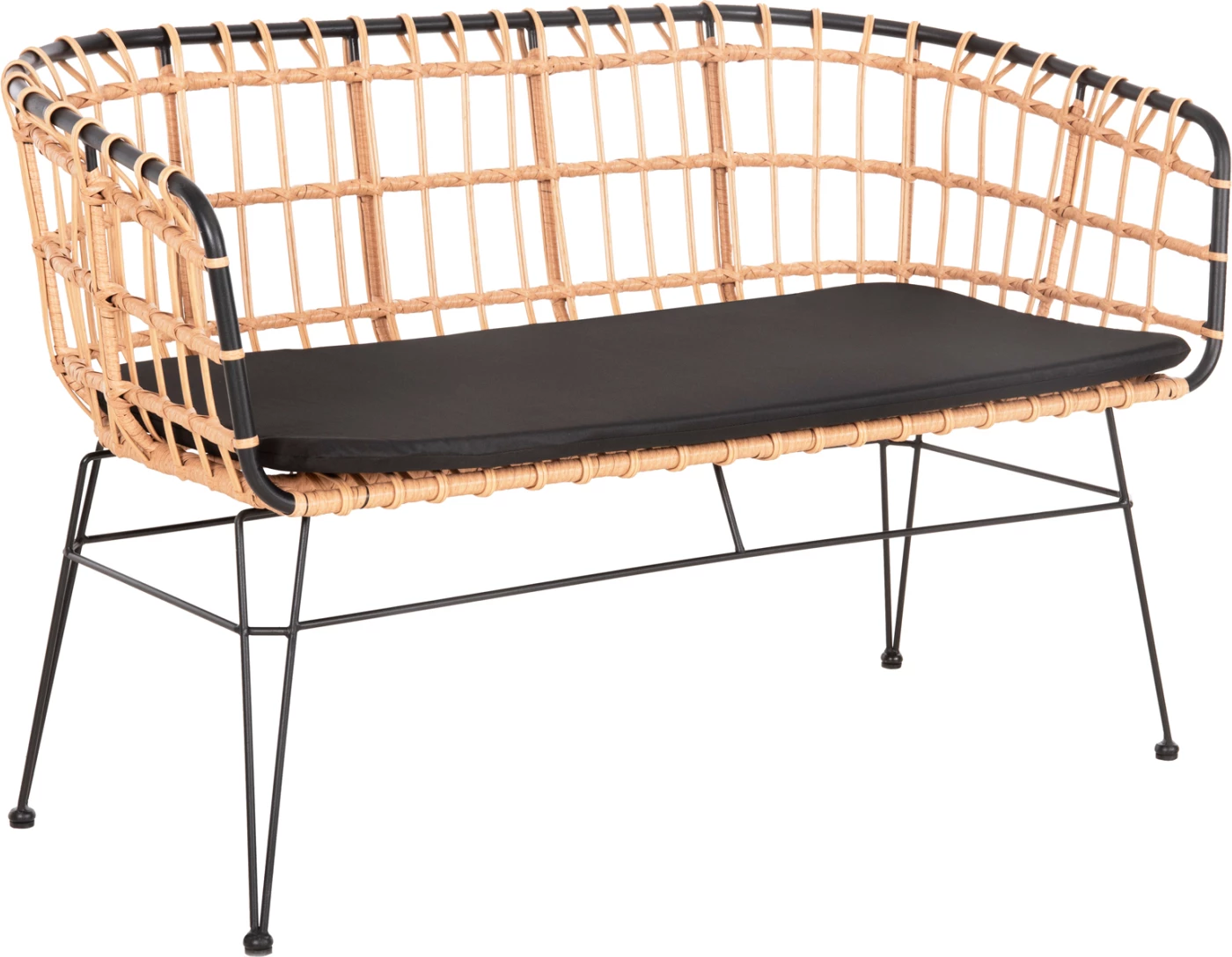 Divan për jashtë, dy ulëse, ALLEGRA, FH5692.11, ratan sintetik, ngjyrë bezhë dhe e zezë, 125x60x77 cm