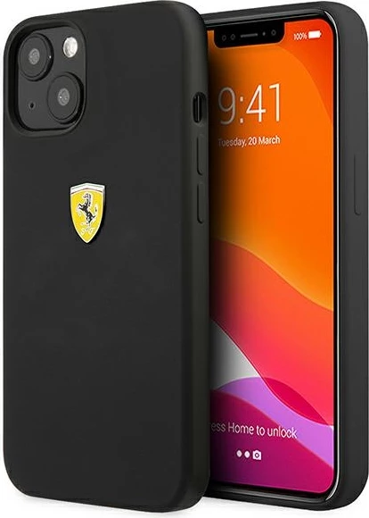 Mbështjellës Ferrari FESSIHCP13SBK për iPhone 13 mini 5.4", silikon, zi