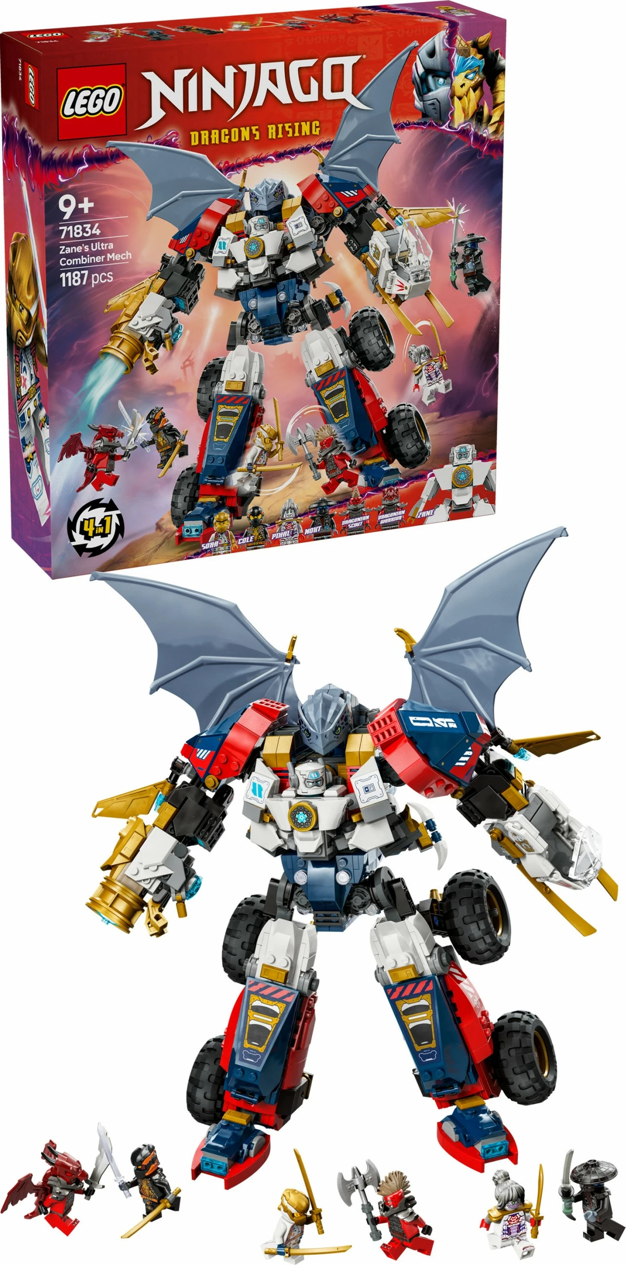 Set ndërtimi LEGO NINJAGO Zane’s Ultra Combiner Mech 71834, 1187 pjesë, shumëngjyrësh