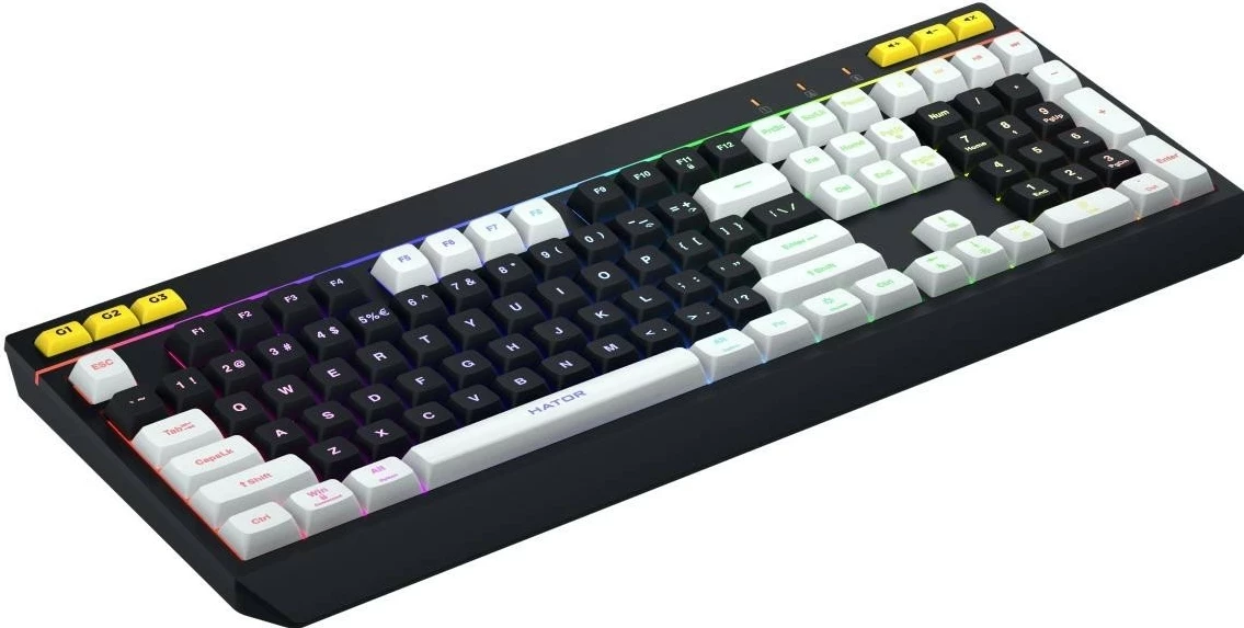 Tastierë gaming Hator Icefall HTK400US, RGB, me kabllo, black-white