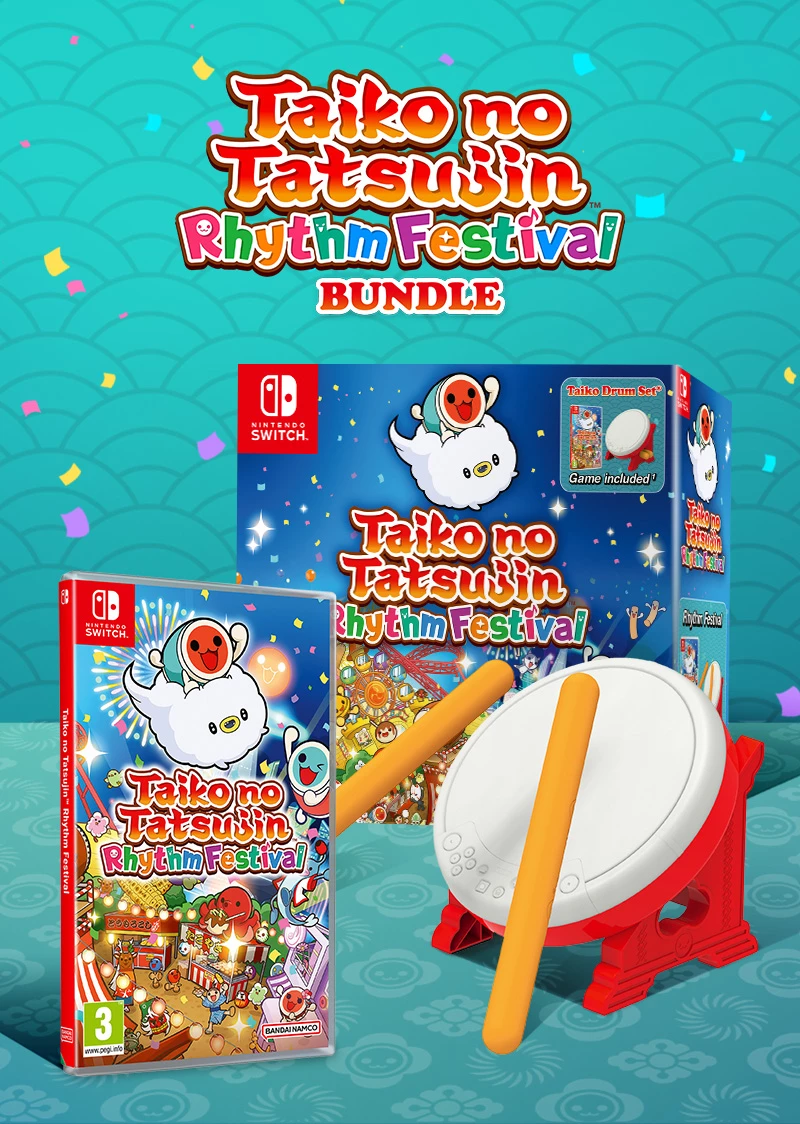 Lojë Nintendo Switch Bandai Namco Taiko no Tatsujin: Rhythm Festival Collector's Edition, Taiko Drum Set Bundle, kuqe/bardhë
