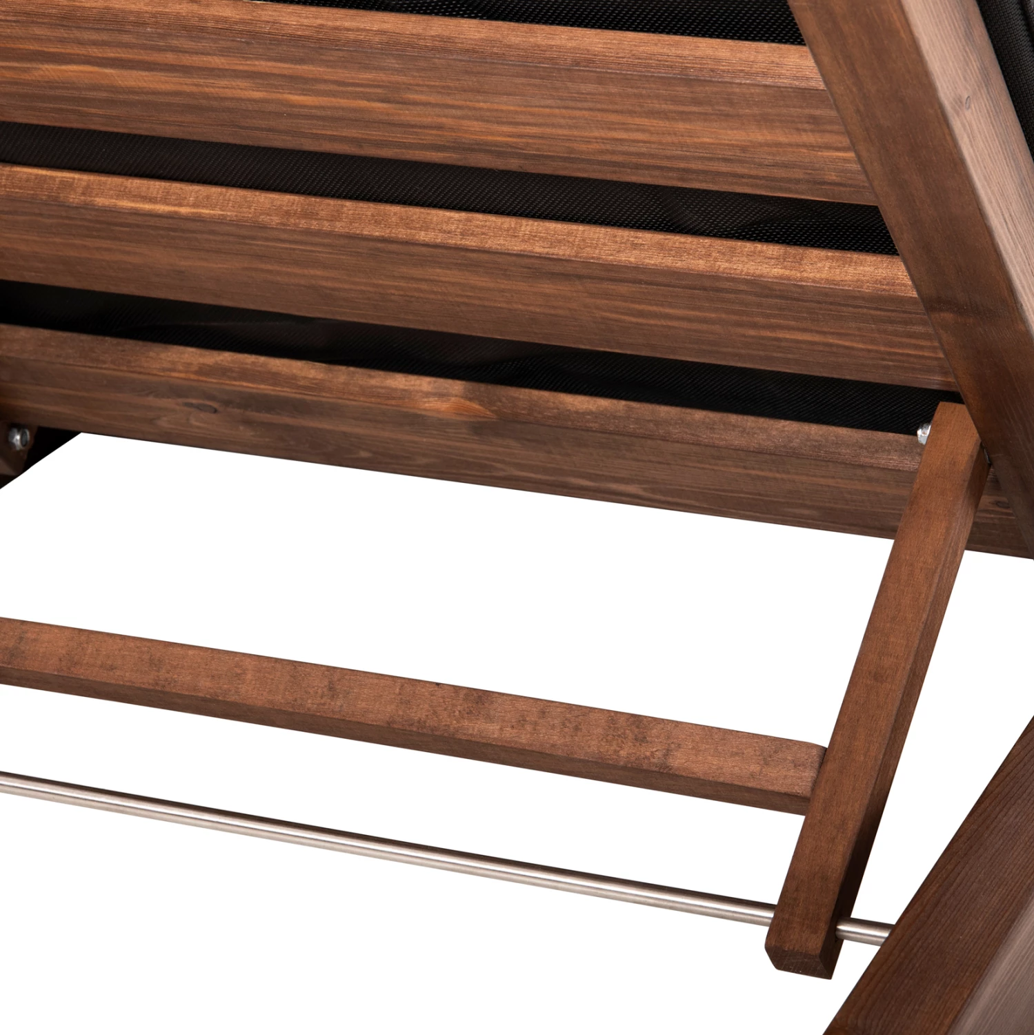 Shezlong profesional për plazh IKARIA LOW FH10622.01 dru pishe ngjyrë arre-tekstilene e zezë-jastëk 20cm i trashë