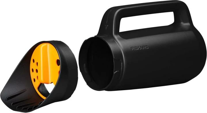 Shpërndarës dore, Fiskars, Solid 1057076, 3 rregullime, Easy-Lock, e zezë/portokalli