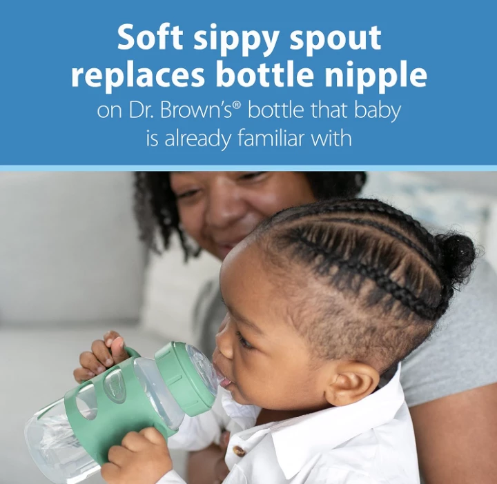 Shishe Dr. Brown’s Milestones, 270ml (9oz) – Grykë e Gjerë, Doreza Silikoni, 6m+, Gri