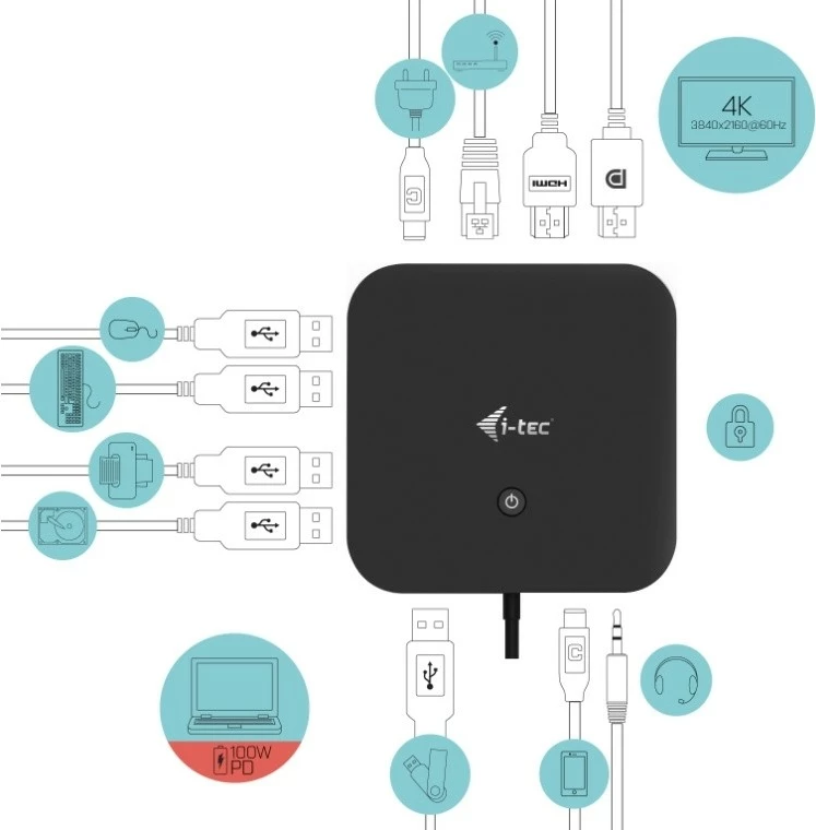 Stacion dokimi i-tec C31HDMIDPDOCKPD, 100W, i zi