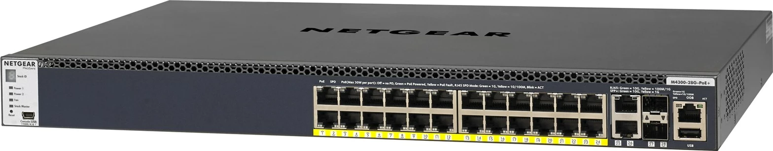 Switch NETGEAR M4300-28G-PoE+, i menaxhuar, Ethernet 10G, PoE+, 1U, Zi