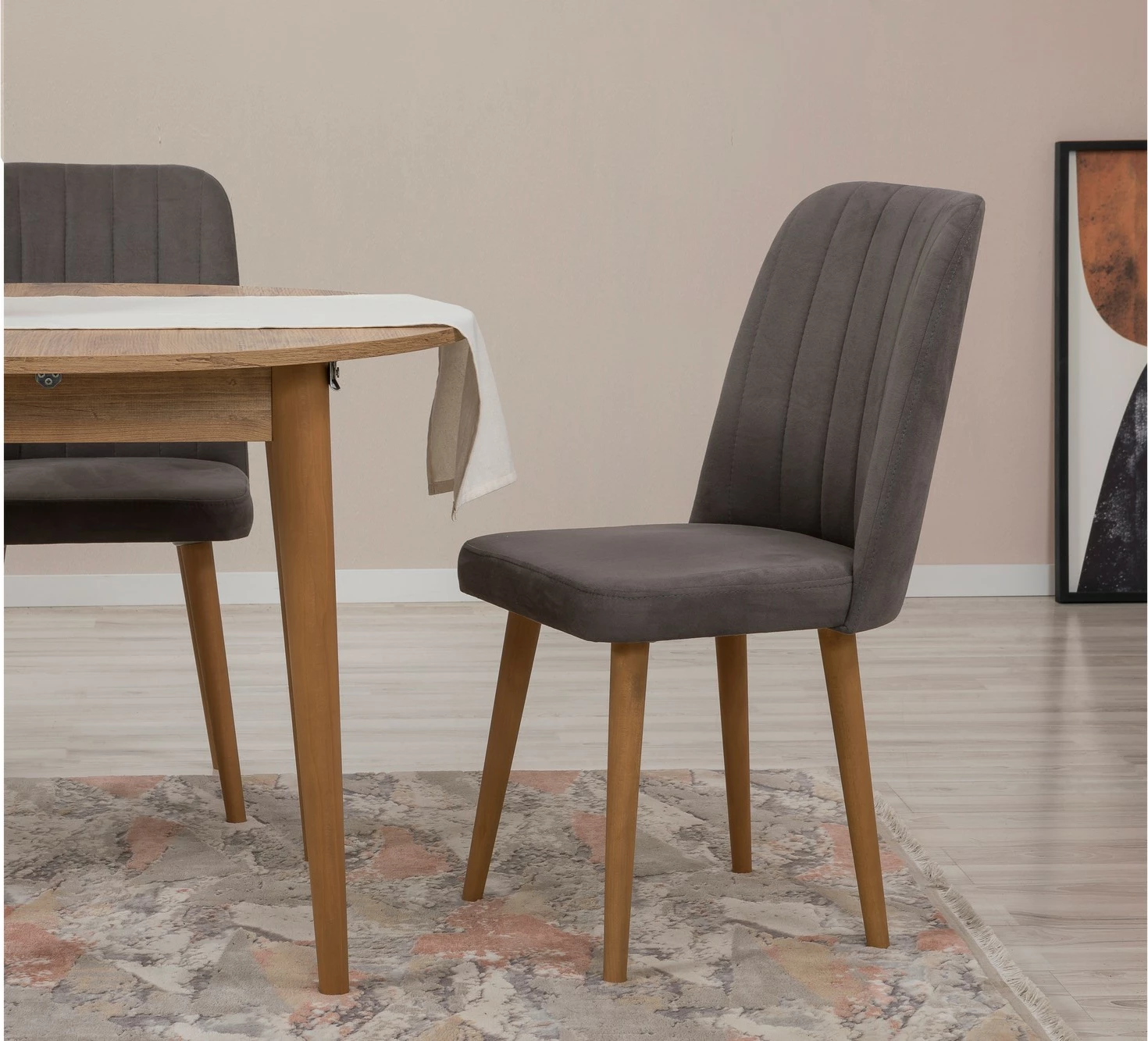 Tavolinë me karrige, zgjatshme, 3 copë, Skye Decor Vina 1501, ngjyrë pishë Atlantike, antracit