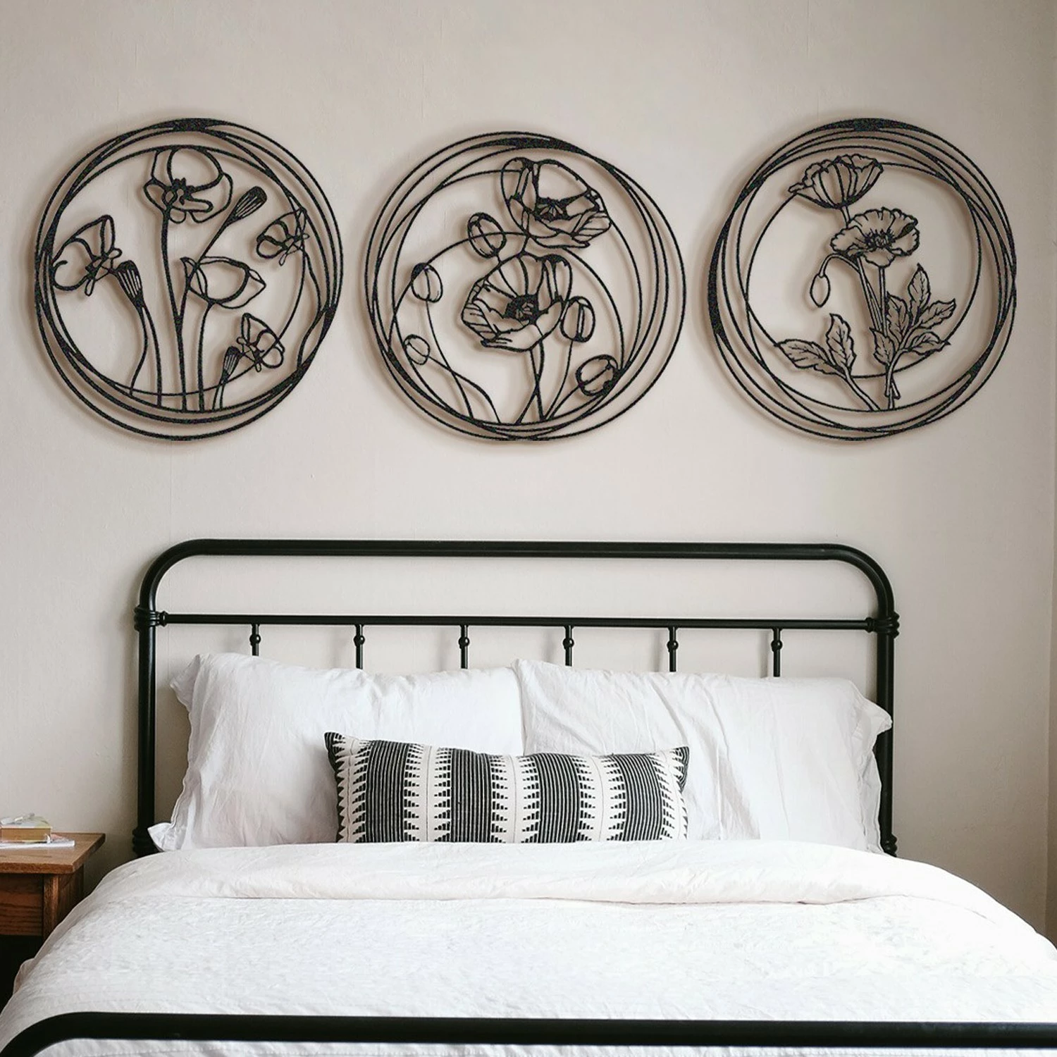 Aksesor dekorativ metalik për mur, lule opiumi, Wallity, APT356MS