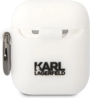 Mbështjellës Karl Lagerfeld KLA2RUNCHH për AirPods 1/2, silikon, Choupette Head 3D, i bardhë