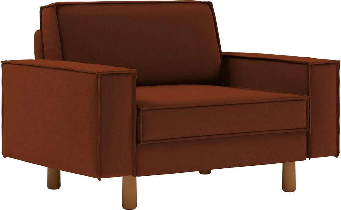 Karrige divan një vendëshe Atelier del Sofa, ngjyrë e kuqe tjegulle, këmbë druri arre