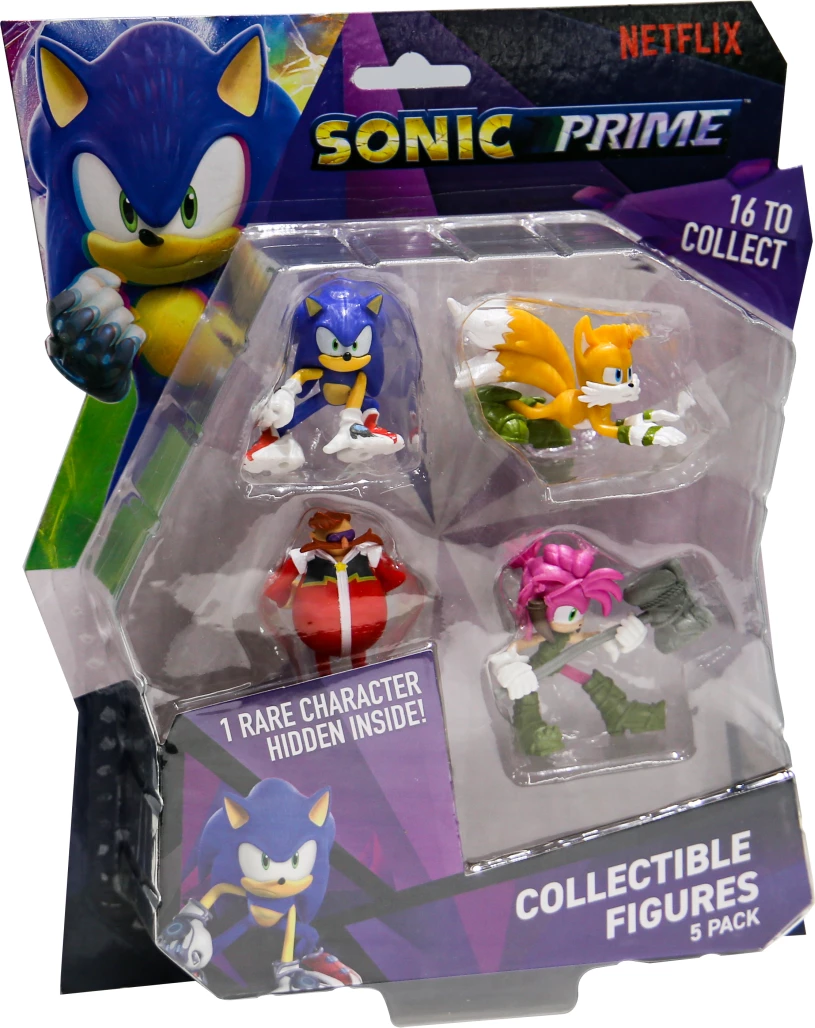 Figurinë koleksionuese P.M.I. Sonic Prime, Gaming Heroes, 5-pack + 1 fletë sticker 6.5 cm, assorted (S1)