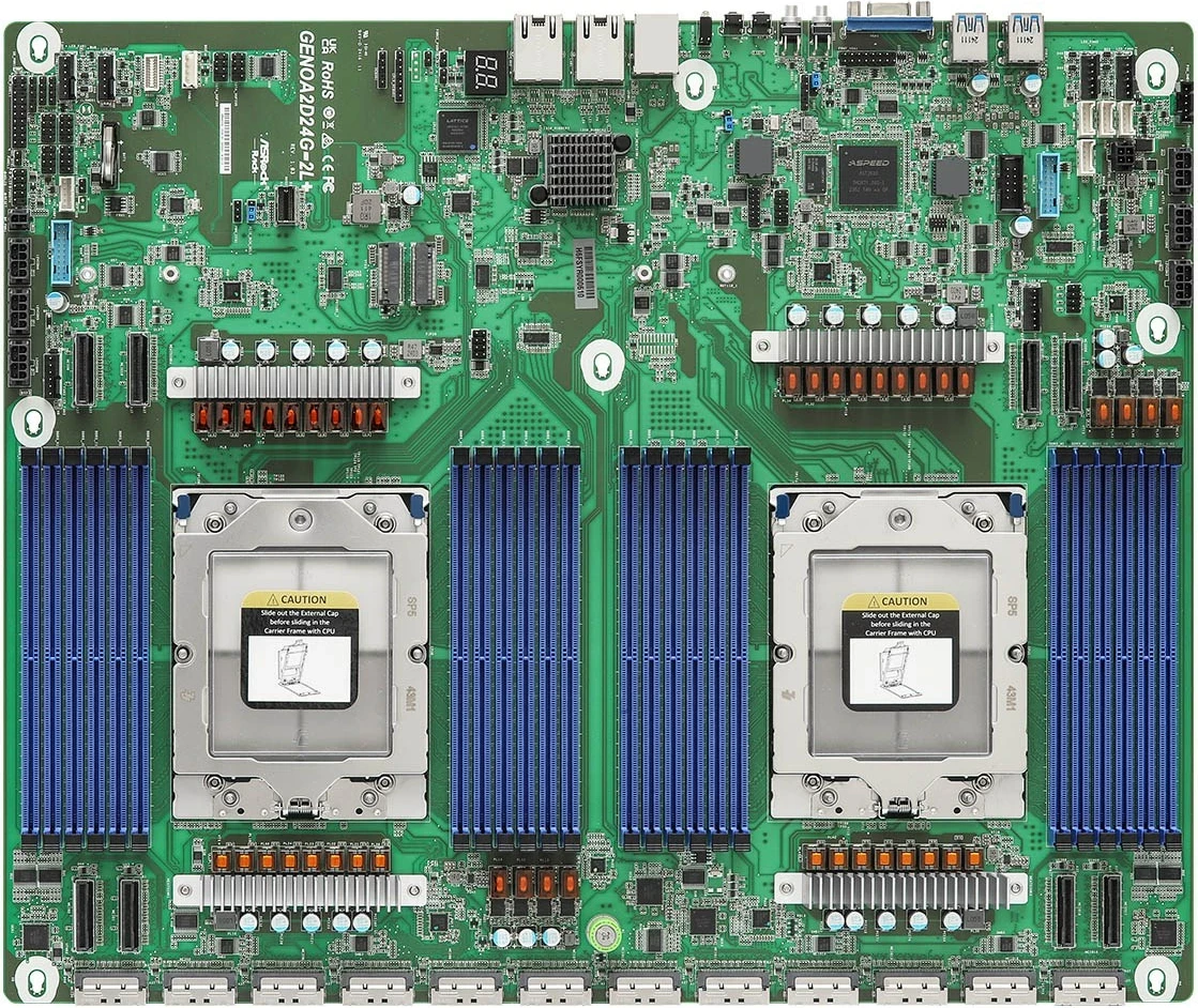 Pllakë amë Asrock GENOA2D24G-2L+, AMD SoC, Socket SP5, Gri